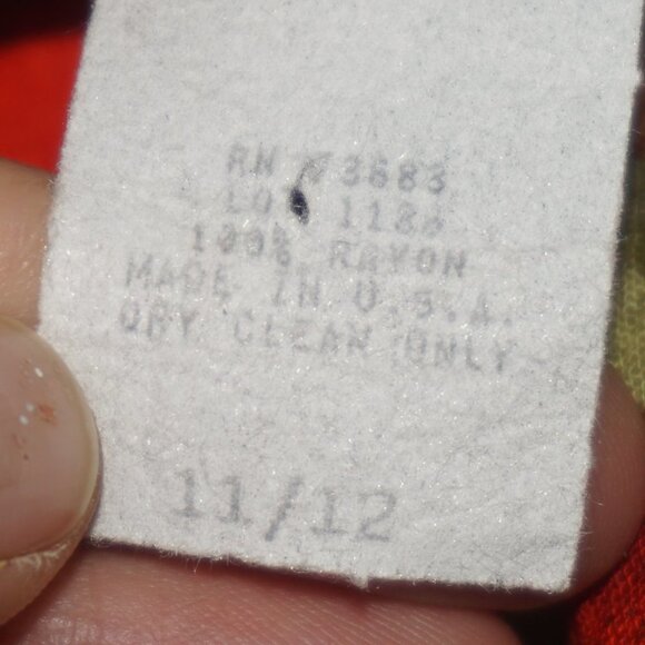 Vintage 80s Leaf Button Down Belted Midi Dress Medium - Picture 9 of 12